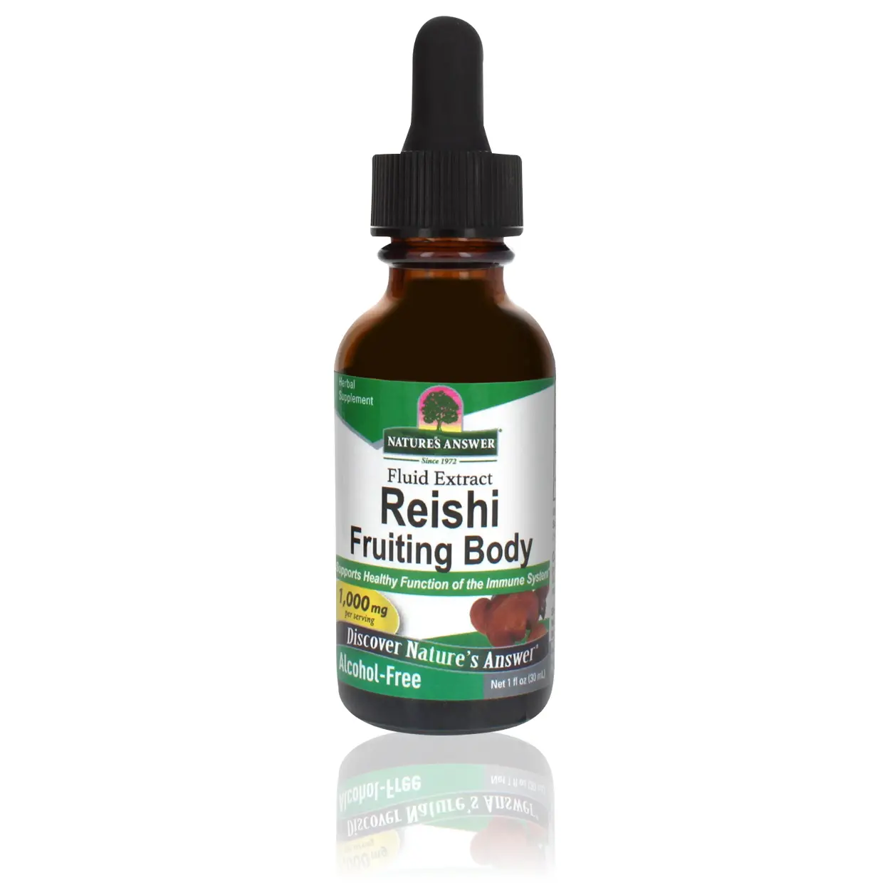 Nature's Answer Alcohol-Free Reishi Fruiting Body 1-Fluid Ounce Liquid Extract | Immune System Support | Gluten-Free | Single Count