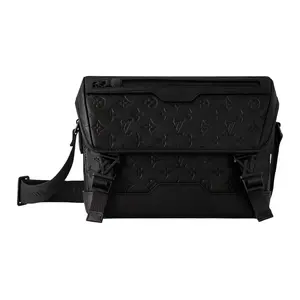 Louis Vuitton Messenger Voyager PM Monogram-Embossed Adjustable Leather Crossbody Bag for Men in Black