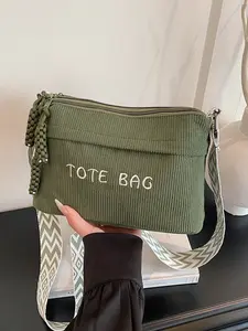 New Corduroy Wristlet Bag for Women, Versatile Small Square Backpack, Casual Canvas Shoulder Bag for Students, All Seasons