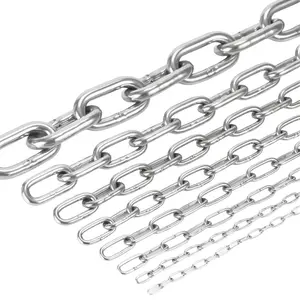 Metal Utility Chain, 304 Stainless Steel Safety Chains Clothesline Hardware Long Link Chain Rings Heavy Duty Coil Chain for Hanging Pulling Towing (2mm/5ft)