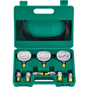 VEVOR Hydraulic Pressure Test Kit, Summervibes,Summervibes, 250/400/600bar, 3 Gauges 6 Test Couplings 3 Test Hoses, Excavator Hydraulic Test Gauge Set with Portable Carrying Case for Excavator Tractors Construction Machinery