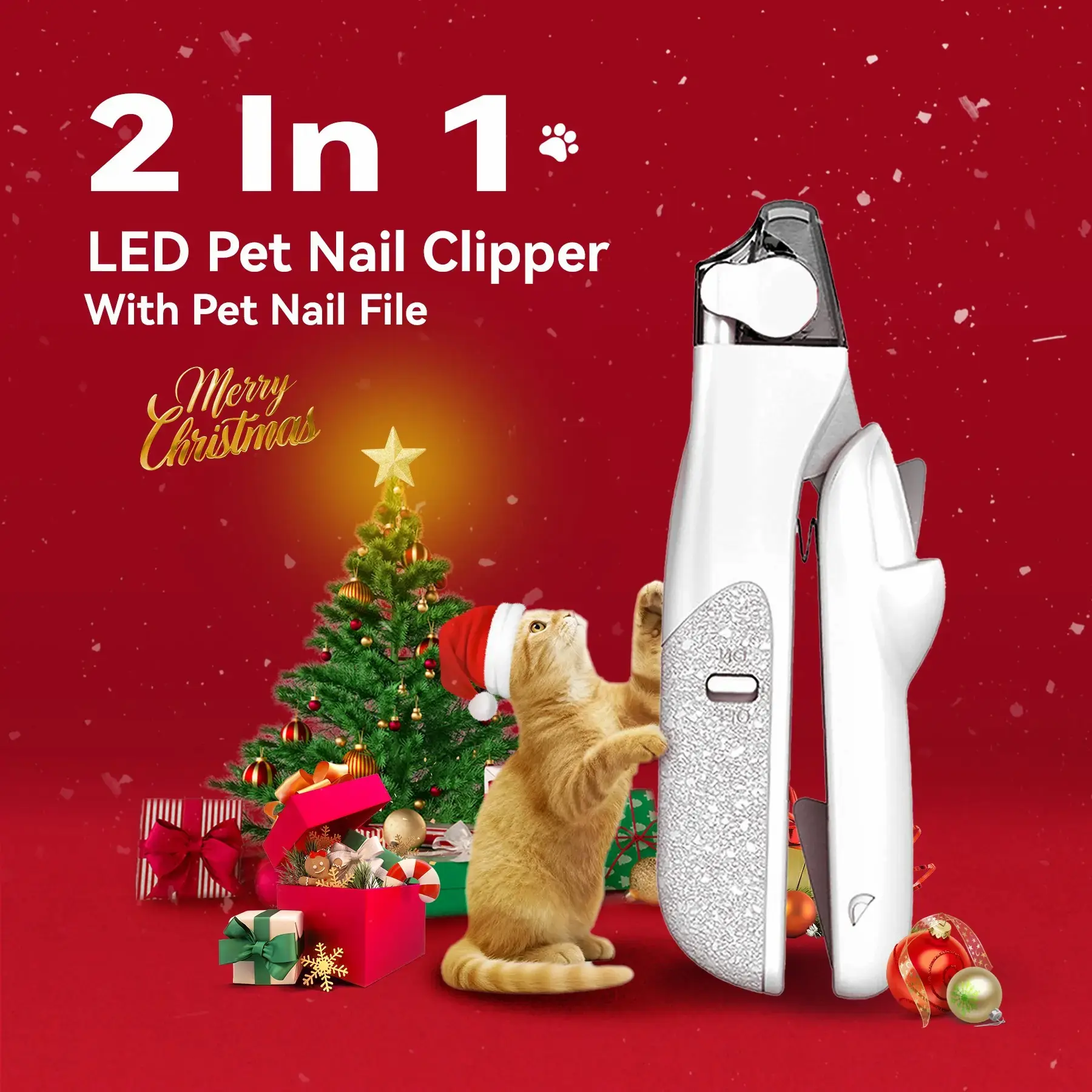 2 IN 1 Pet Nail Clipper, with LED Light for Pet with the light Nails,Precise Cat & Dog Nail Trimmer For Safe Summervibes