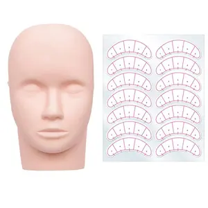 Eyelash Training Model Set, 1 Count Mannequin Head with 10pcs Eyelash Positioning Sticker, Makeup Tools for Women