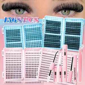 Eyelash Extension Kit for Professionals and Beginners, Easy to Use at Home, Non-Toxic False Eyelashes, Individual Lash Extensions with D Curl for a Dense Look