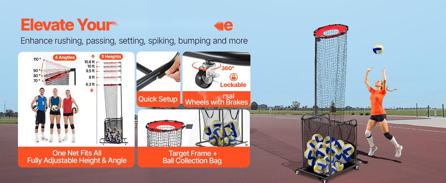 Volleyball Setter Training Equipment With Adjustable Net Height And Angle For Indoor And Outdoor Practice, Durable Portable Training Aid To Improve Setting Accuracy, Ball Handling And Quickness
