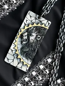 Vintage Lion King Scratch Pendant Necklace, Jewelry Gifts, Halloween Christmas Gift, 60cm Pearl Chain, Perfect Birthday Present for Men