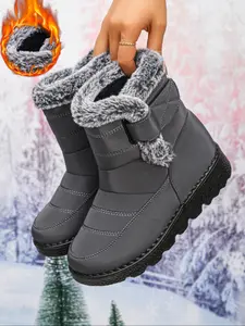 Women's Winter Snow Boots with Fur Lining, Warm Anti-Slip Waterproof Shoes, Comfortable Outdoor Non-Slip Booties for Cold Weather, Waterproof Rubber Boots