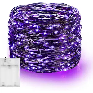 Dazzle Bright Fairy String Lights, 20 FT 60 LED Copper Wire Battery Operated Waterproof Lights, Halloween Decorations for Indoor Home Room Outdoor Garden Patio Party Decor (Purple, 1)