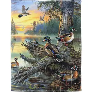 HommomH Mallard Ducks Blanket  Lake Wild Animals Soft Fluffy flannel Throw for Couch Sofa Bed  Christmas gift DreamyDwell Textiles