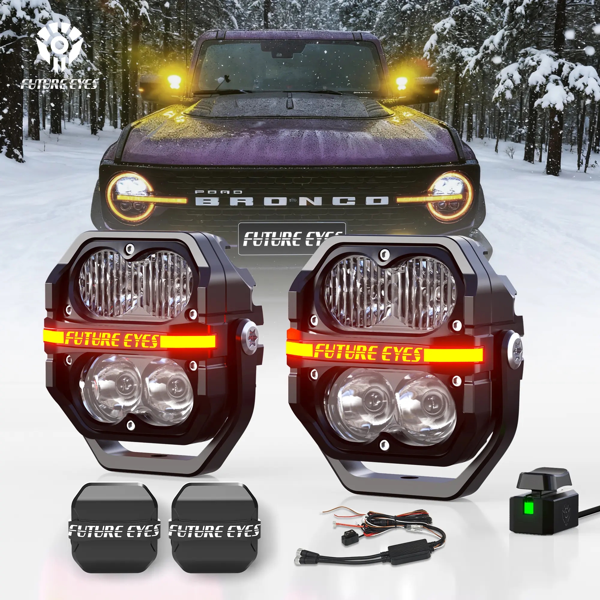 Future Eyes LED Light Bar 120W 3.5 Inch Fog Pod Lights DRL Waterproof Auxiliary Lights for Trucks SUVs ATVs UTVs Jeeps Ford F150 Car Accessories Vehicle Custom