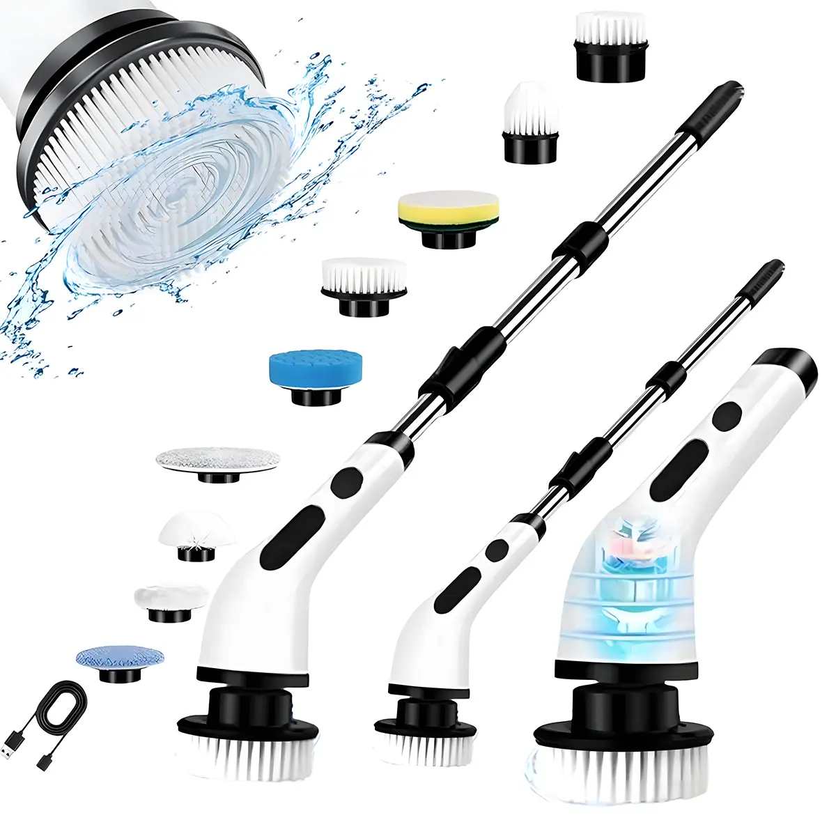 Electric Spin Scrubber, Cordless Shower Scrubber with IPX7 Waterproof, Multi-Surface Electric Cleaning Brush, Long Battery Life, Adjustable Speed & Ex