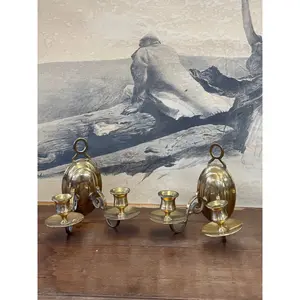 Brass Wall Sconce Candle Holder Set of 2