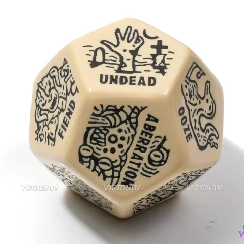 Monster Generator Die | D&D Random Encounter Creation Dice, Enemies/Monster/Creature Types, 30mm | Acrylic Giant D12 (1)