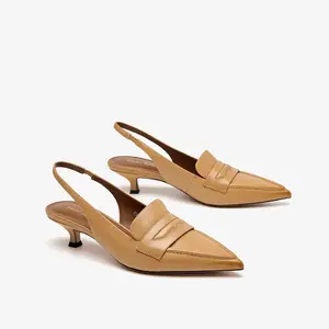 Leather  Sheepskin Pointed Toe Pumps Slingbacks