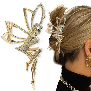 Elf Metal Hair Clips with Rhinestones for Girls - Fairy Claw Hair Barrettes, Crystal Hairpins, Gold Claw Clips for Thick Hair, Shark Hair Accessories for Women RUIYDZ