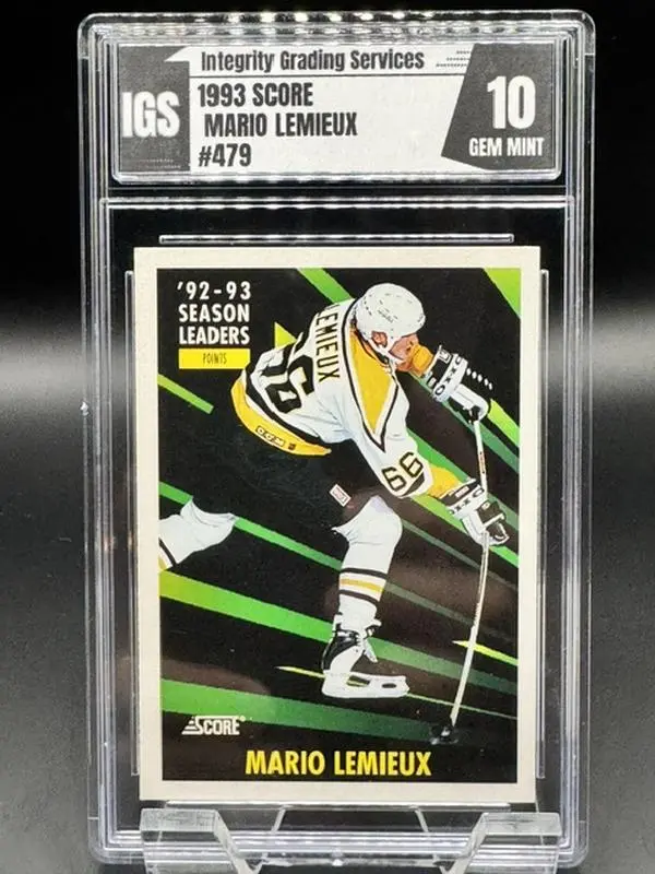 1993 Score Mario Lemieux #479 Hockey Card Graded Gem Mint 10. Pittsburgh Penguins