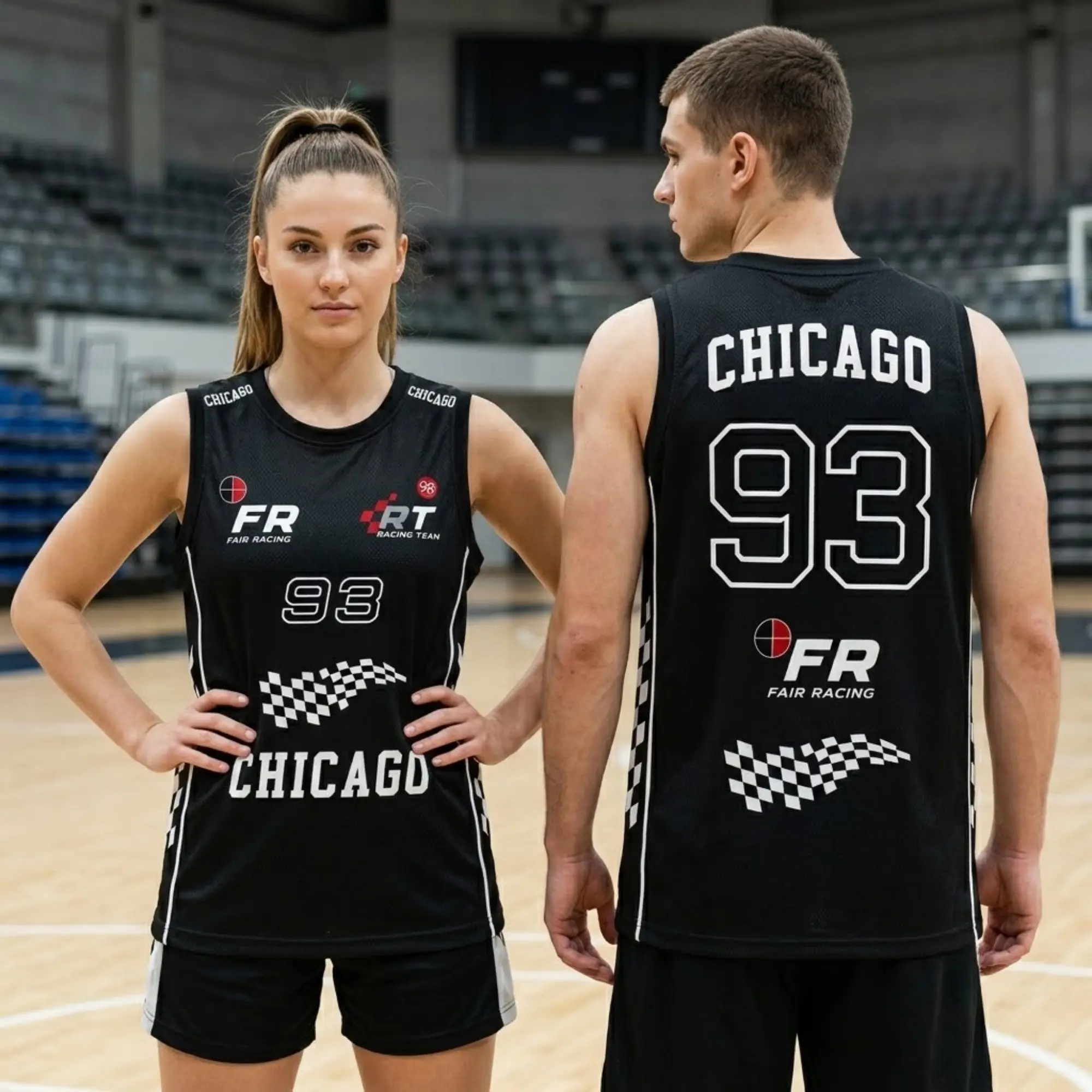 Black Number 93 Racing Basketball Jersey, Unisex Sleeveless Sports Tank Top, Checkered Flag Graphic Athletic Shirt, Retro Motorsport Streetwear, Breathable Game Day Jersey, Casual Racing Inspired Gift for Men and Women