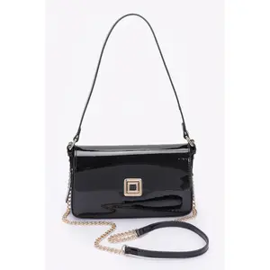 Enamel Flap Shoulder Bag