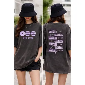 [SALE UP TO 50%] [FREE SHIP] Bangtan 2026 World Tour Graphic T-Shirt, Vintage Washed Streetwear Tee, Kpop Idol Apparel