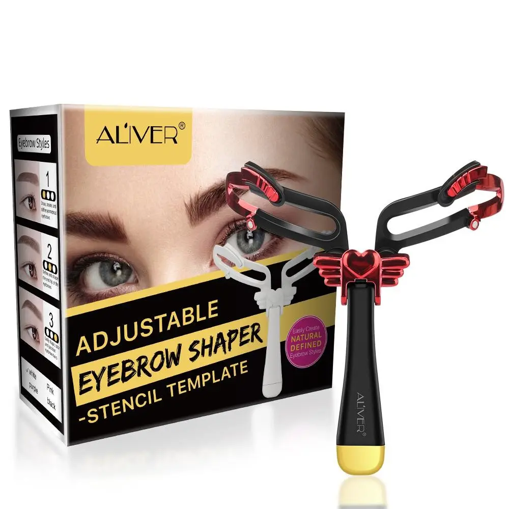 Aliver Eyebrow Tool Kit, Adjustable Folding Level Ruler, Symmetrical Brow Template, Reusable Material, Easy for Beginners, Portable Makeup Tools