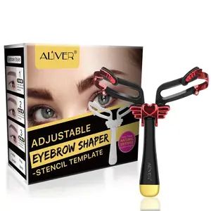 Aliver Eyebrow Tool Kit, Adjustable Folding Level Ruler, Symmetrical Brow Template, Reusable Material, Easy for Beginners, Portable Makeup Tools