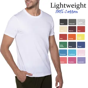 Lightweight 160g Cotton T-Shirt For Men & Women White Multi-Color Short Sleeved Crew Neck Shirt Autumn Winter Base Layer Breathable Unisex Soft Top Tee Classic 100% Ring-spun Cotton