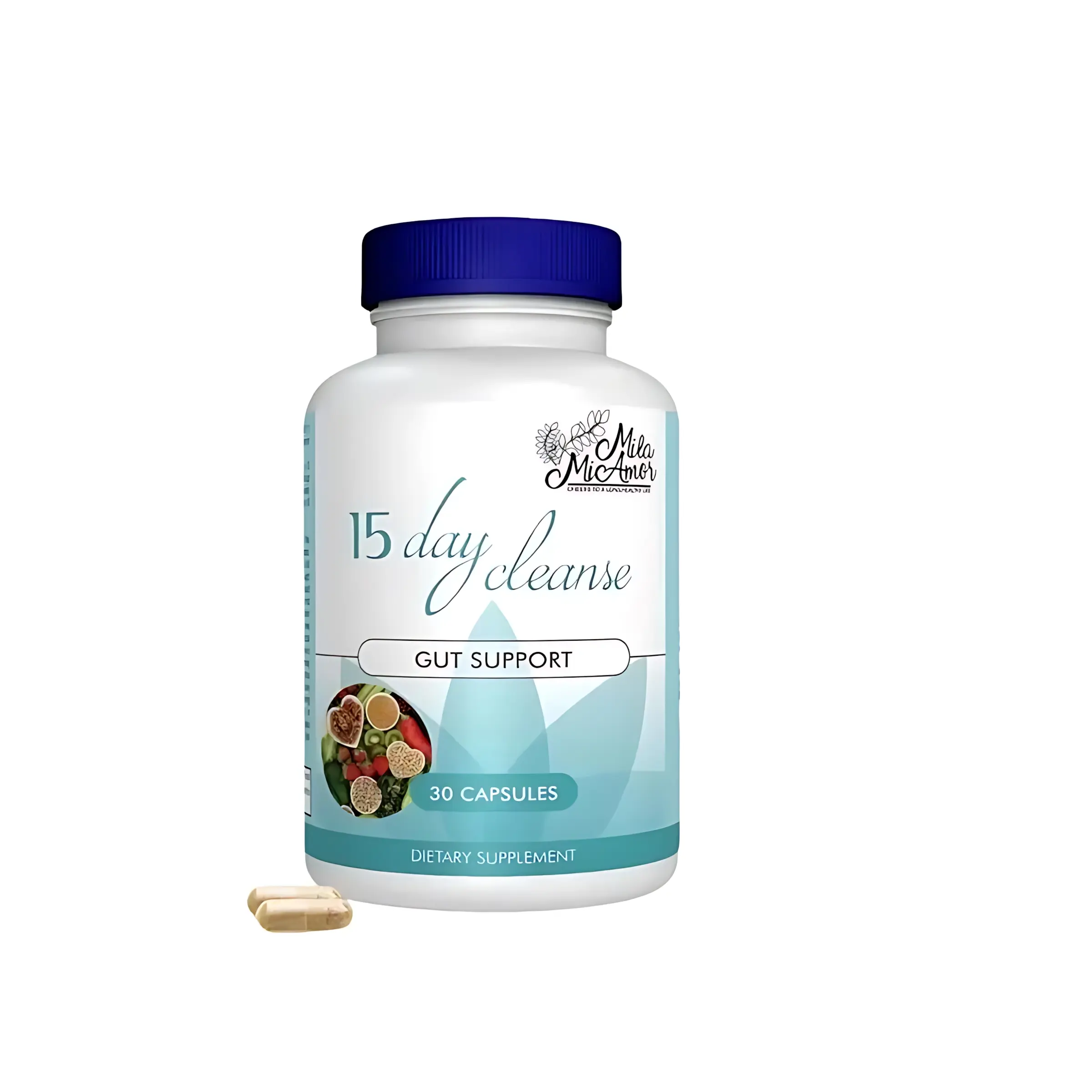 Mila McAnner 15 Day Cleanse Gut and Colon Support Caffeine Free Advanced Formula with Senna Cascara Sagrada Psyllium Husk Non-GMO Probiotics 30 Capsules