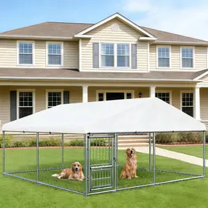 10x10 FT Dog Kennel, Heavy Duty Outdoor Dog Enclosure with UV & Rain-Proof Fully Covered Roof, Double Security Locks and Rustproof Metal Mesh for Large Dogs House (10x10x6 FT)