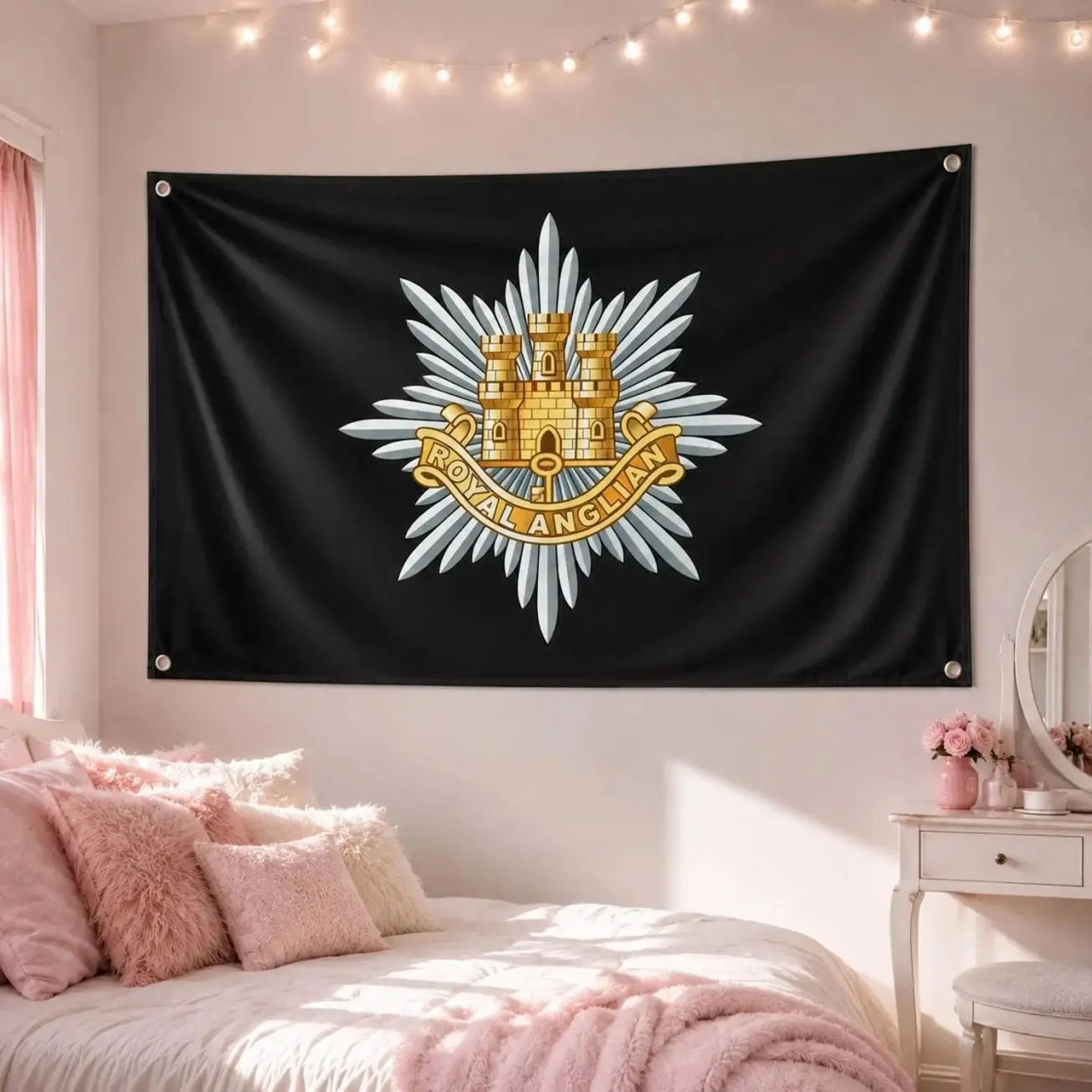 Royal Anglian Regiment Flag British Army Tapestry Military Crest Flag UK Infantry Banner Army Wall Decor