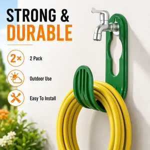 2-Pack Lightweight Wall-Mounted Garden Hose Holder, Space-Saving Water Hose Organizer for Neat Storage, Sturdy Outdoor Hooks for Garden & Patio, Easy Installation, Holds Up to 4KG Rolling Under Bed