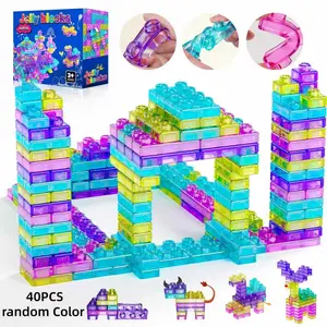 40pcs Colorful Candy Soft Gel Building Blocks Stress Relief Toy, Unisex Age 6+, Kids Toy, Holiday Gift, Fun Educational Playset