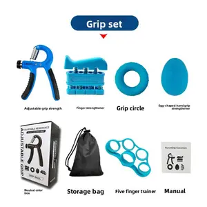 Grip 5-piece Set with Adjustable Resistance Gripper Finger Trainer Grip Ring Egg-shaped Ball for Hand Forearm Strength Training Neutral Color Box Gym Stuff home equipment dumbbells Foldable Weight Bench Multi-Functional Ab Workout 2-in-1 Dumbbell gyro pin
