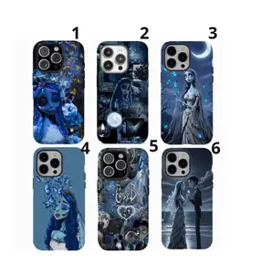 Y-Corpse Bride Patchwork Pattern Wall Paper phone case,Blue patchwork Phone Case，for iPhone 16 15 14 13 12 11 17Pro Max