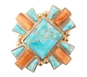 Barse Artisan Crafted Santa Fe Turquoise & Opal Statement Ring