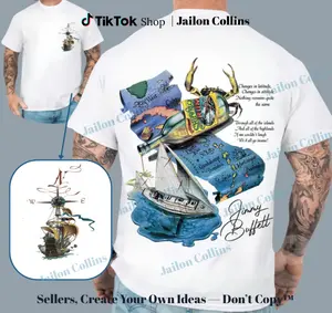 Jimmy Buffett T-shirt, Caribbean Soul Jimmy Buffett Sailboat Rum Crab Island T-Shirt Vintage Nautical Music Tee Vintage Tropical Cruise