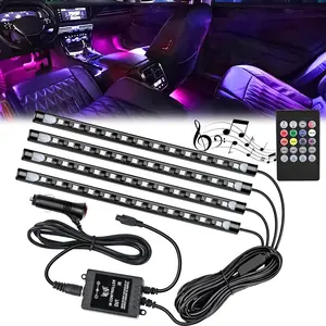 Car Atmosphere Light Strip,48 LED Interior Light,Under Dash Footwell Light Music Remote Control