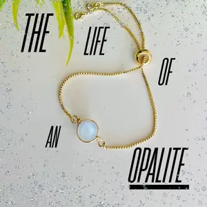 OPALITE Bracelet - Elegant Gold-Tone Chain with Center Opalite Stone for Everyday Wear