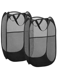 LMMAKE Mesh Pop Up Laundry Hamper with Durable Handles Portable Collapsible Clothes Baskets for Dorm Bathroom Travel Space Saving Design Side Pocket Breathable Durable Mesh Multi Functional Pet Friendly