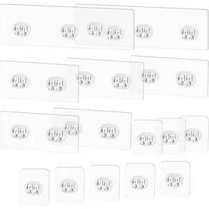 15 Pack Shower Caddy Adhesive Replacement - Strong No Drilling Shower Shelf Adhesive Hooks for Bathroom Storage Shelves & Kitchen Racks, 3 Sizes Included