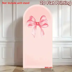 Elegant Pink Bow Arch Backdrop Double-Sided Spandex for Girl Birthday Party Baby Shower Decor Background Party Decorations Banners