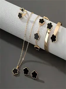 Flower Design Jewelry Set, Matching Jewelry Set, Fashionable Piece for Parties & Daily Clothing Decor, Elegant Trendy All-match & Exquisite Option for Birthday Gifting