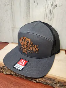 Say When Hat - Flat Bill - Richardson 112 Trucker Hat - Fitted Options - Bullrider Design - Premium Cotton & Leather - Hand Wash Only - Western Style - CountryBoy Adjustable Snapback Casual Outfits Cap