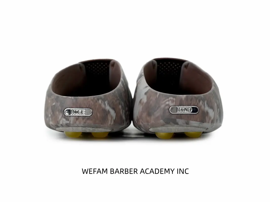 Men Brown‑Grey Tie‑Dye Camo EVA Mule Slides, Metal Star Emblem Golden Anti‑Slip Outsole Street Casual Slippers
