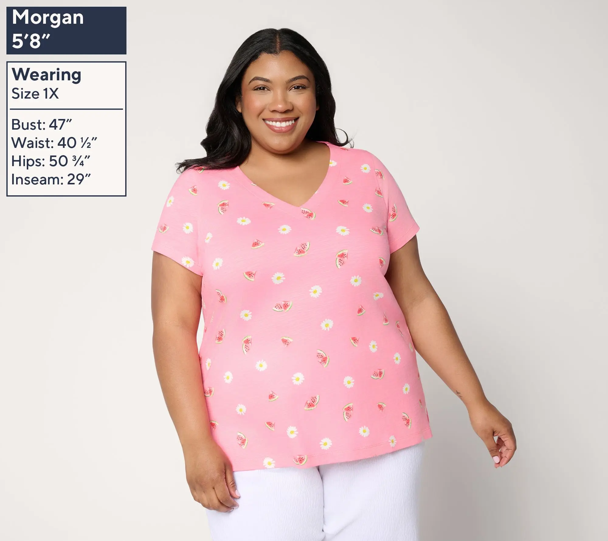 Belle by Kim Gravel Slub Knit Summer Sunshine V-Neck Top