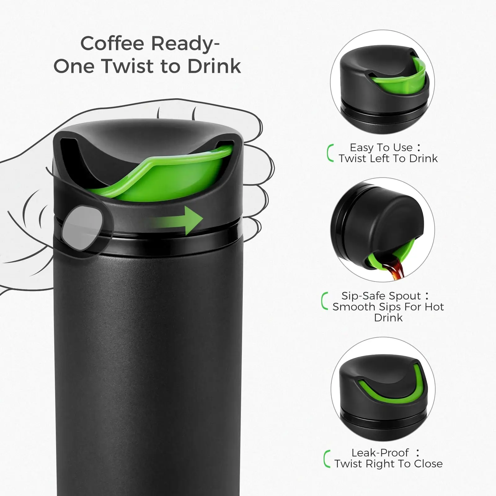 16 oz Travel Coffee Mug: Keep Hot & Cold 24H,Double Wall Vacuum with Copper-Layer Insulated Tumbler, Leak Proof Stainless Steel Matcha Cup with Lid, Reusable for Iced Coffee & Water,Car & Office Black tiktok auction mens gifts b