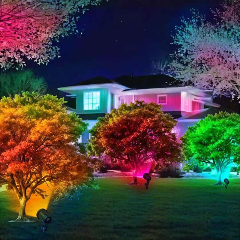 Smart Solar Spotlights Set of 6, APP Control, Total Length 42.7 Feet, 16 Million Colors, Ip65 Waterproof, Garden Path Lawn Decor, Outdoor Landscape Lighting