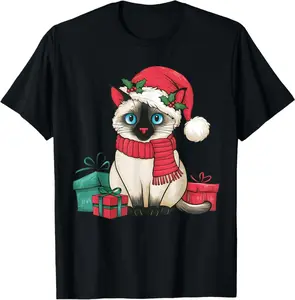 Siamese Cat Xmas Holiday Santa Siamese Cat Christmas T-Shirt