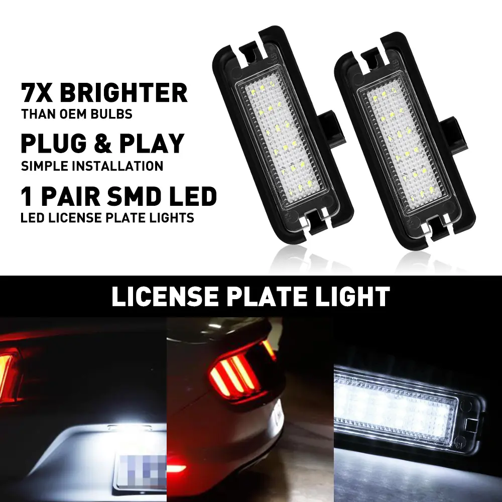 AUTOONE 2PCS White LED License Plate Light Replacement Assembly for Ford Mustang