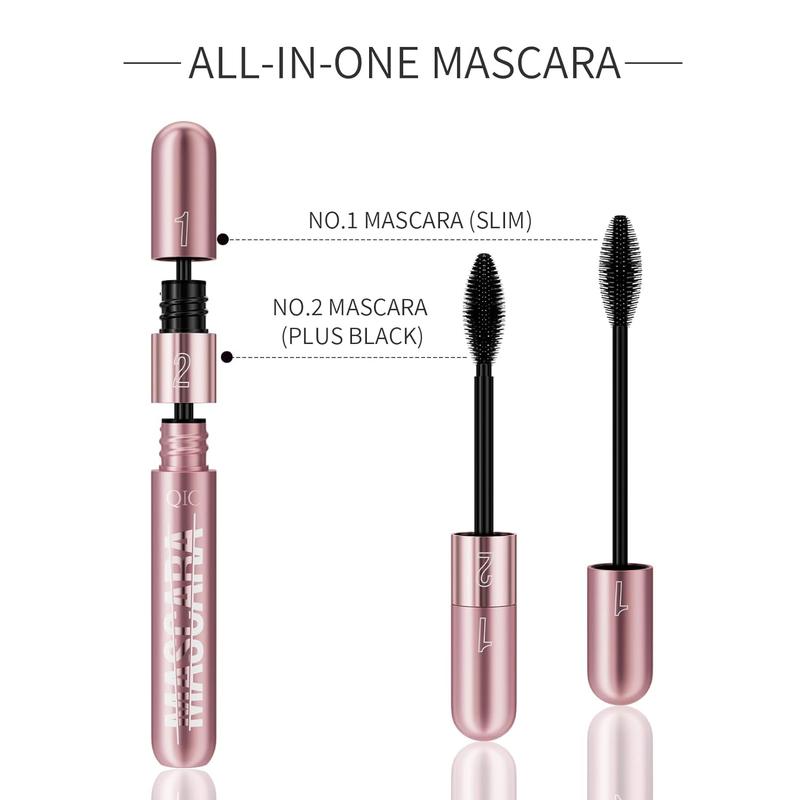 Women 2in1 Black Waterproof Mascara-5X Long Lasting 4D Lash for Beauty Charming Eye Makeup, All-in-One Mascara lady Smooth Gel mascara maybelline sky high maybelline sky high mascara blush matte wands liftingmascara