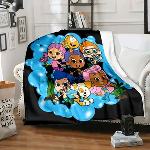 Bubble Guppy English animation02 Patterned printed blanket, blanket for the living room, bedroom and office lunch break, portable blanket suitable for all four seasons, holiday gift for family and
